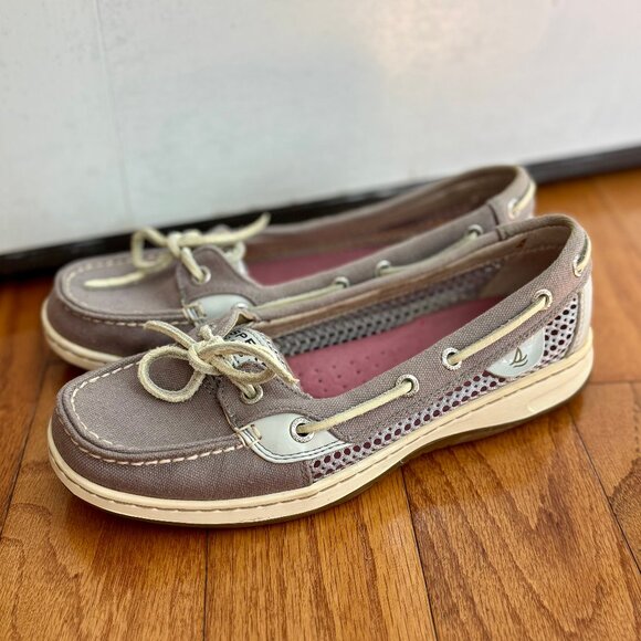 Sperry Canvas Angelfish Top Sider Gray Boat Shoes Women 7M - Picture 1 of 10
